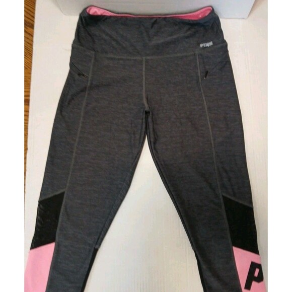 Victoria Secret Pink Ultimate High-waist Ankle Legging Gray Mesh Pink SZ-Large - Picture 2 of 16